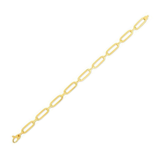 Size: 7.25 - 14k Yellow Gold 7 1/4 inch Bombay Paperclip Chain Bracelet
