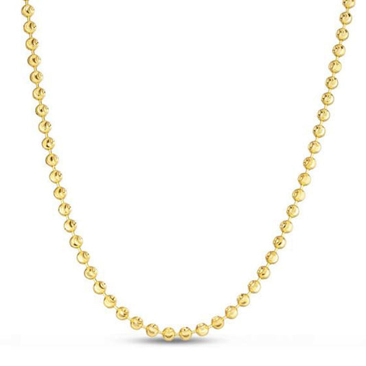Size: 20 - Moon Cut Bead Chain in 14k Yellow Gold (4.00 mm)